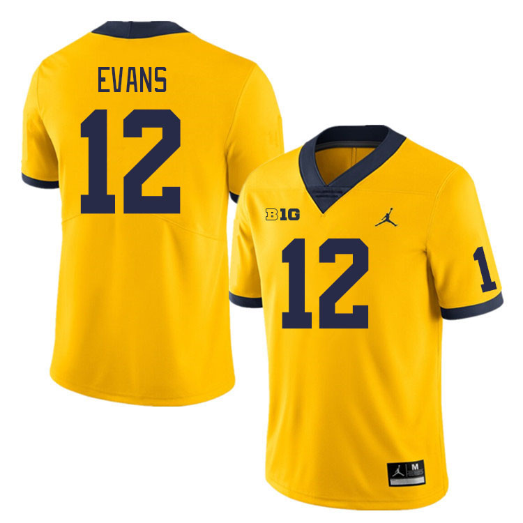 Michigan Wolverines #12 Chris Evans College Football Jerseys Stitched Sale-Maize